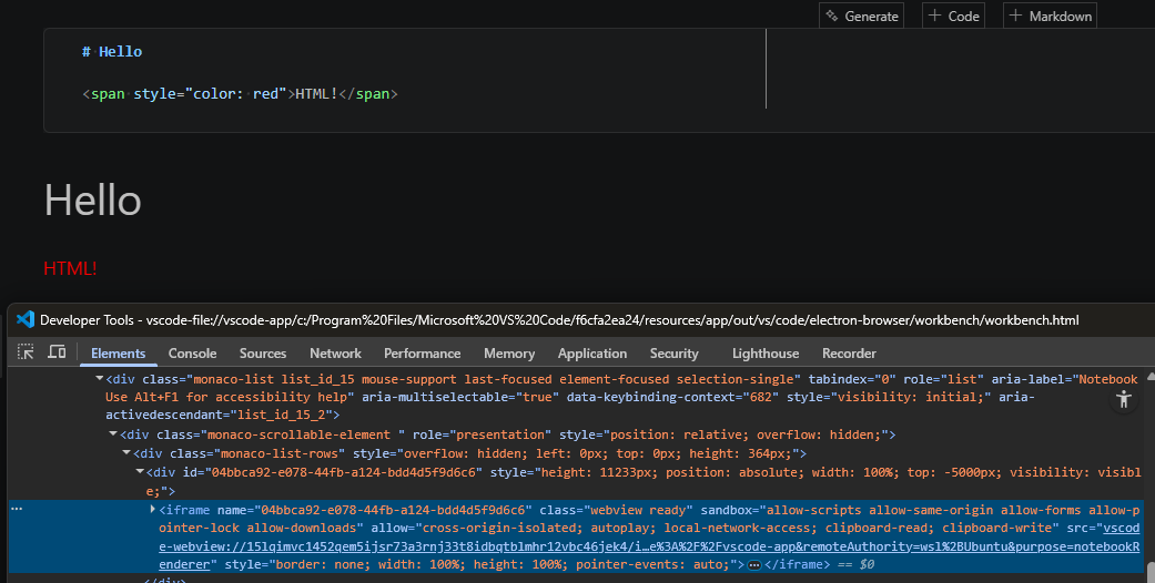 HTML render inside an iframe in a Jupyter notebook