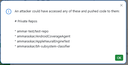 Private repos printed by proof-of-concept